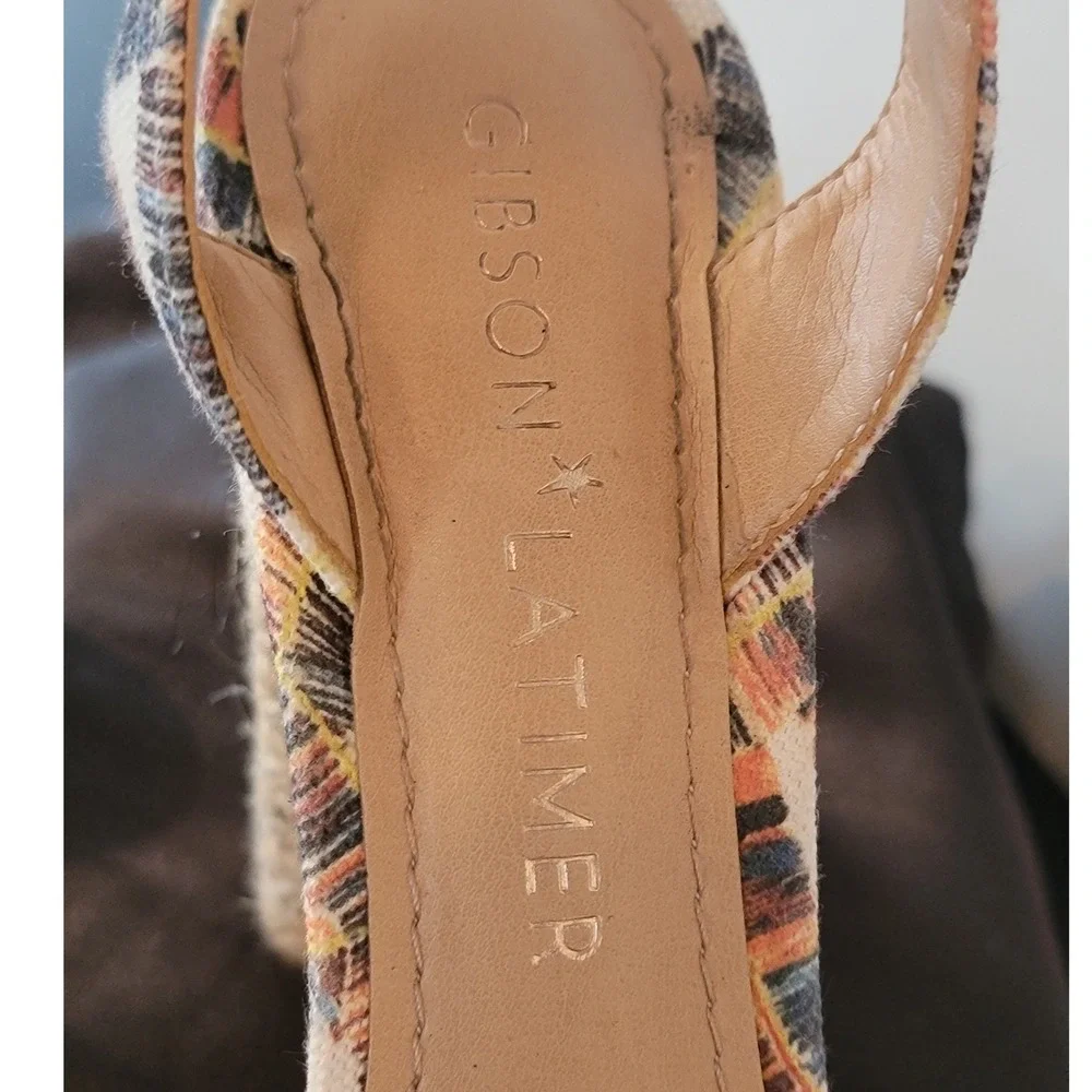 Gibson Latimer Multi Color‎ Espadrille Platform Block Heel Sandals Womens 5.5M